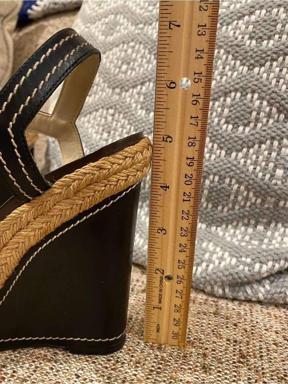 Christian Louboutin Black Leather Espadrille Platform Wedge Sandals